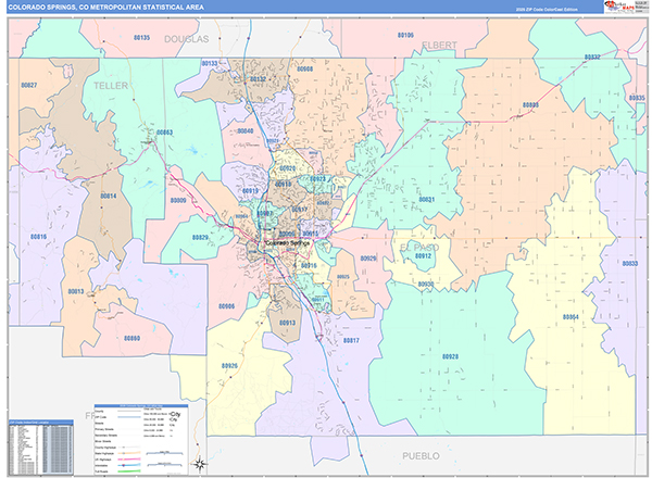 Colorado Springs Metro Area Wall Map